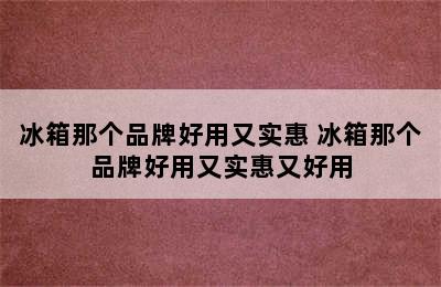 冰箱那个品牌好用又实惠 冰箱那个品牌好用又实惠又好用